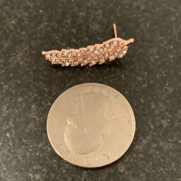 Gift- Ready Feather or Leaf Ear Crawler Stud Earrings, Angel Wings, Rose Gold - Picture 9 of 11